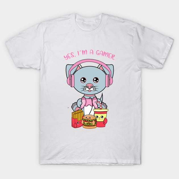 Yes i am a gamer, cute dog playing T-Shirt by JS ARTE